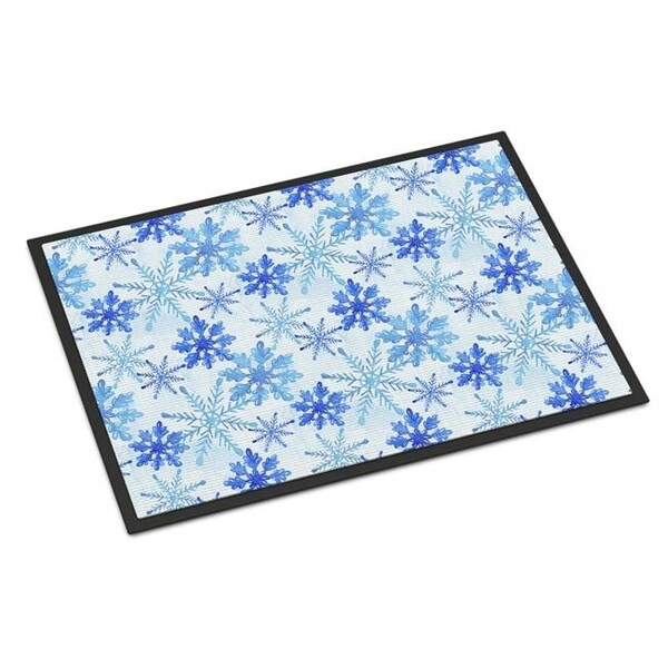 Carolines Treasures BB7484MAT Blue Snowflakes Watercolor Indoor or Outdoor Mat, 18 x 27 in. BB7484MAT - main